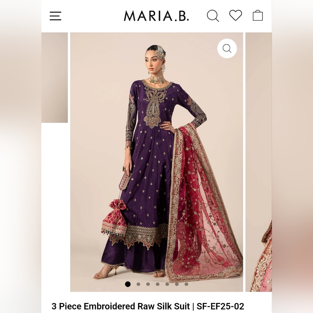 Maria B 3 Piece Embroidered Suit Brand New Purple Gold Eid Wedding Desi
